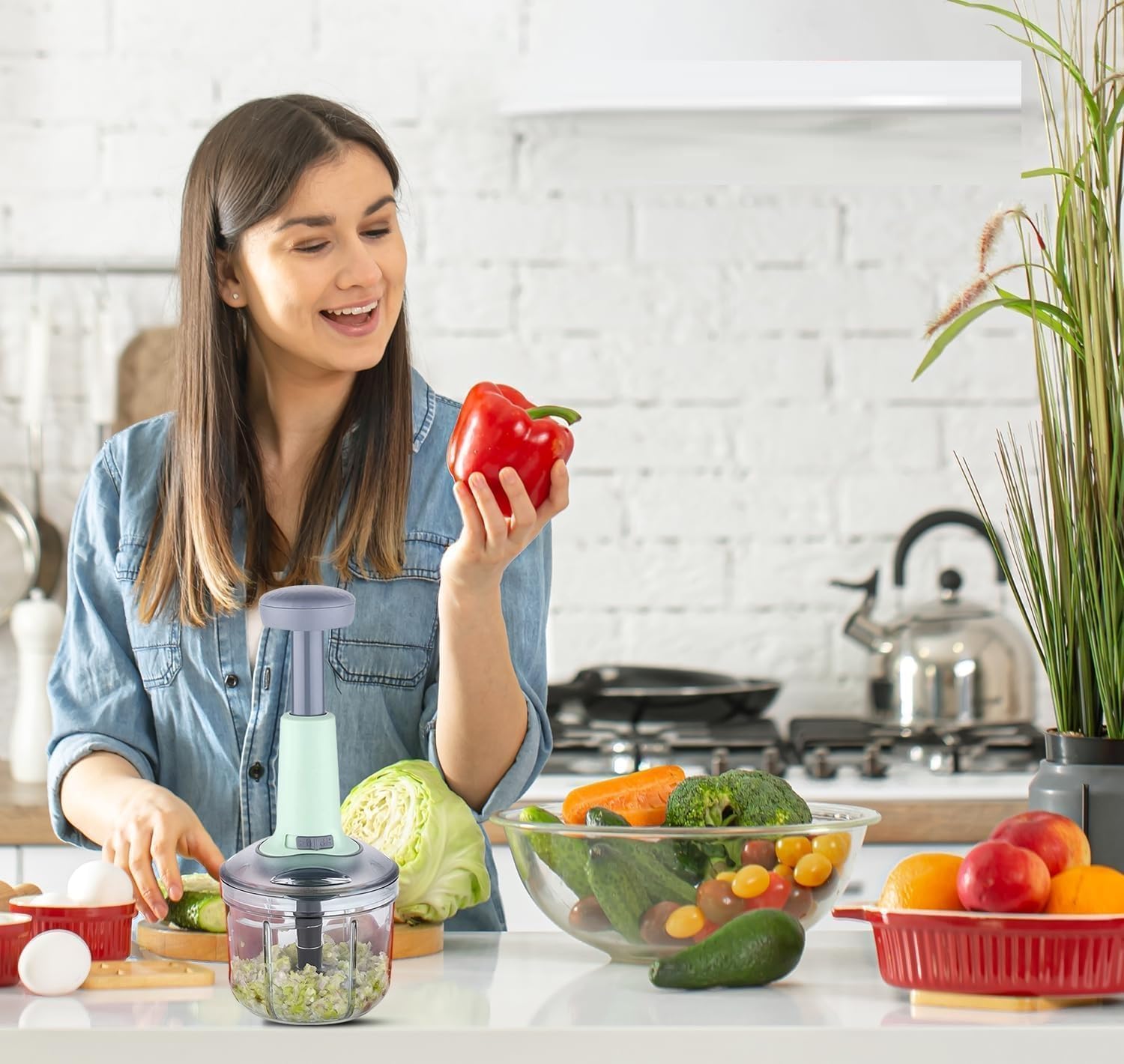 800ml Large Quick & Powerful Hand Held Food Chopper